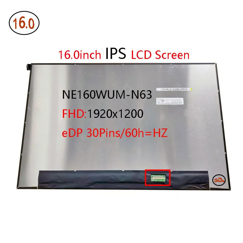 Schermo LCD per laptop da 16,0 pollici Ne160wum-n63 adatto NE160WUM-N63 B160UAN01.H per HP EliteBook 860 G9 G10 Pannello di visualizzazione 1920x1200 30 pin