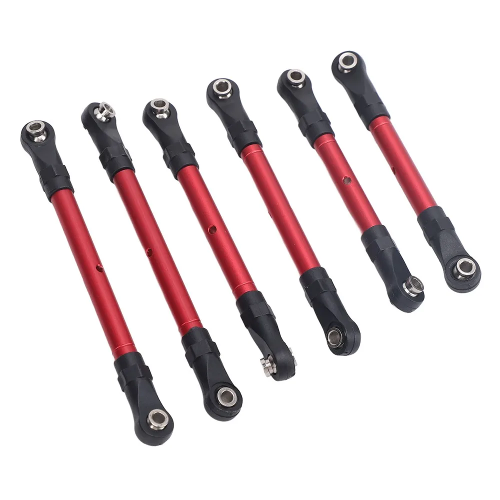 6Pcs Aluminum Alloy RC Steering Tie Rod Improved Strength Enhanced Durability RC Tie Rod Set for Traxxas/Hoss/Rustler 4WD RC Car