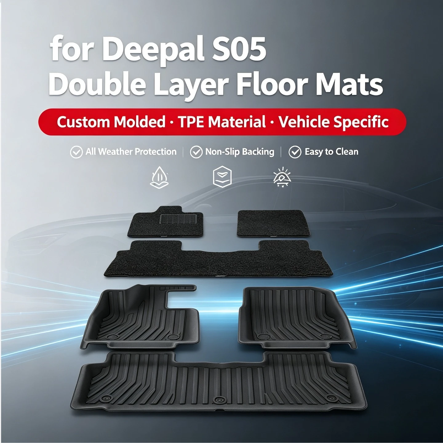 for Changan Deepal S05 2024-2026 Car TPE Foot Pad Double-layer Fully Enclosed Foot Carpets Protective Pad Floor Mat Accessories