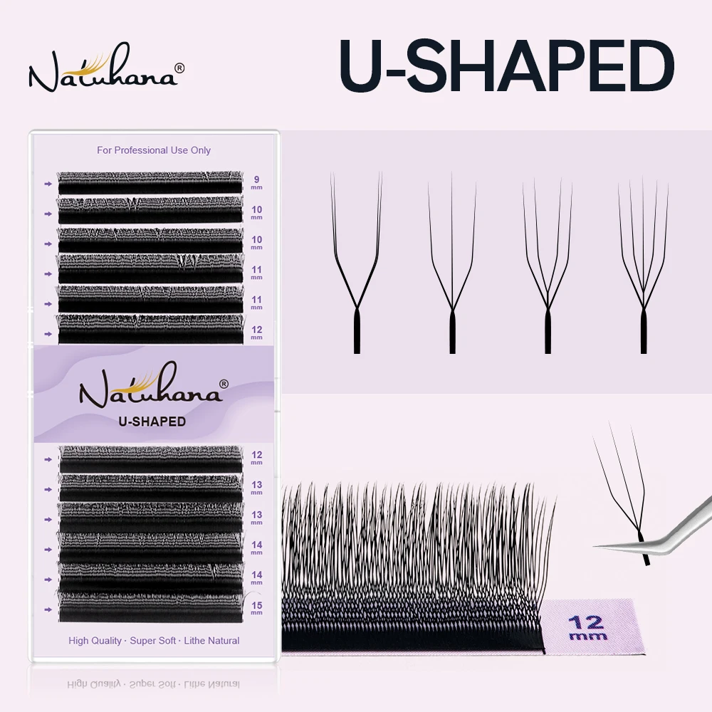 

NATUHANA U-Shaped YY Eyelash Cosplay 3D 4D 5D-W Shape Lashes Premium Premade Fans Volume Natural U Shape False Eyelashes