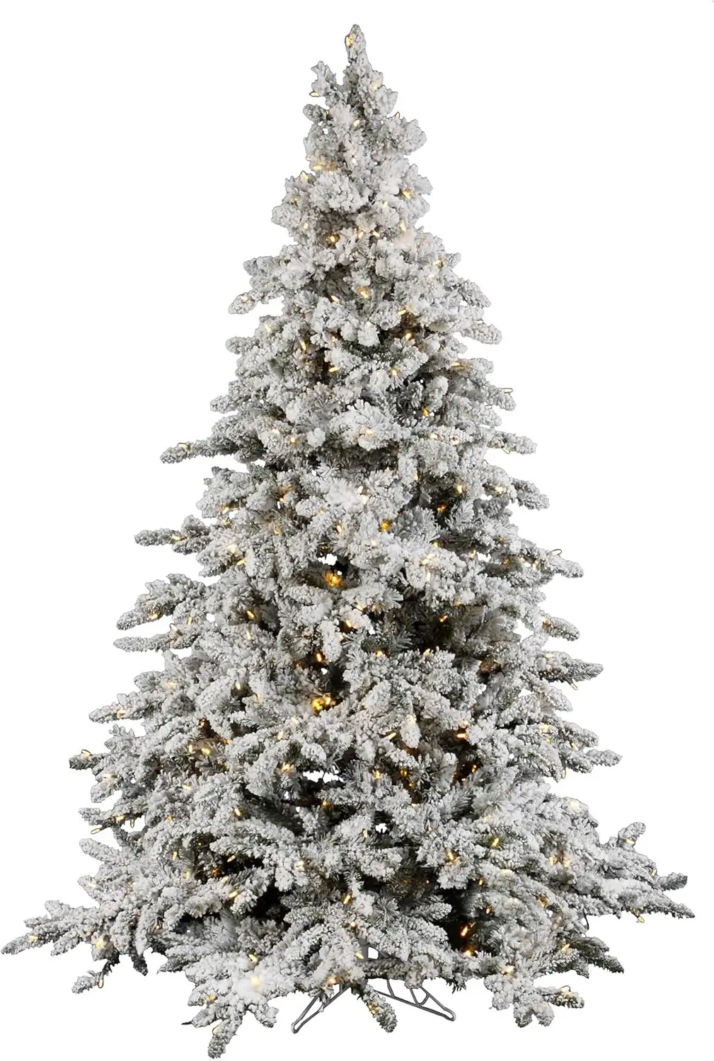 12' Flocked Utica Fir Artificial Christmas Tree, Pure White LED Lights - Snow Covered Faux Tree - Seasonal Indoor Home Decor