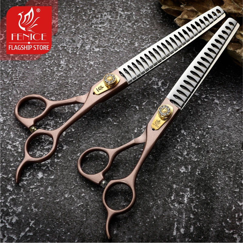 Fenice 7.0/7.5inch Dog Beauty Scissors Professional Thinning Scissors Pet Items Chunker Scissors Dog Pets Supplies Accesories