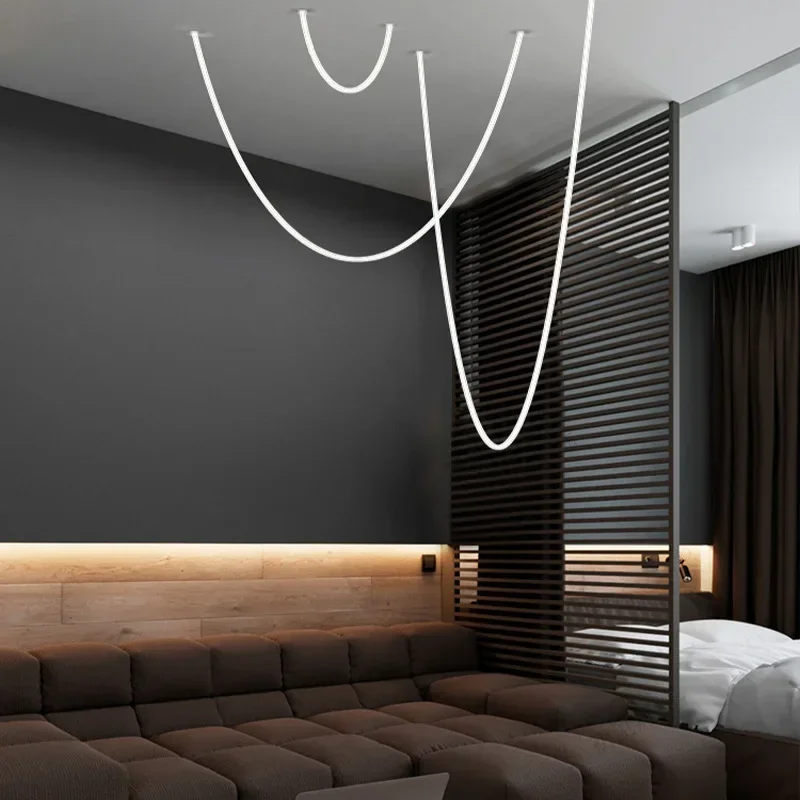 

Minimalism White Flexible Tube Led Dimmable Hanging Lamps Chandelier Lighting Suspension Luminaire Lampen For Hall Staircase