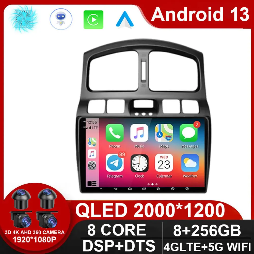 

2Din Android 13 Car Radio for Hyundai Classic Santa Fe 2000 - 2004 JAC S1 (Rein) 2005-2015 Multimedia Player Carplay Head NO DVD