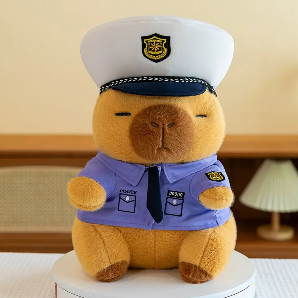 Capybara Police Capybara Doll With Clothes Cloth Doll Simulation Capybara Ornaments Soft Simulation Animals Plush Toy