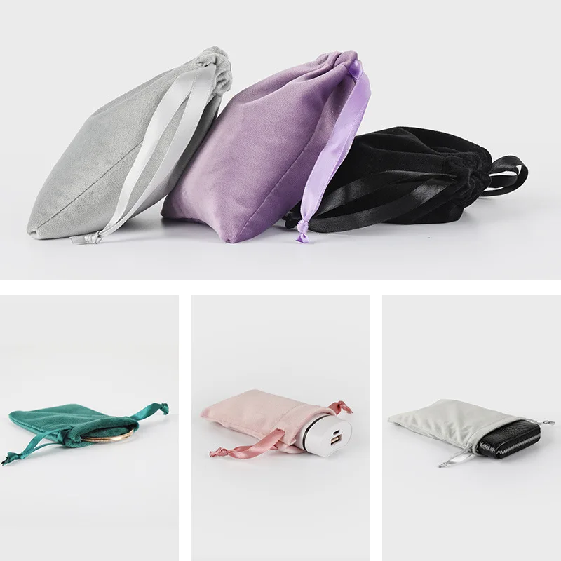 20pcs/lot 7*9 11*15 10*18 13*21cm Drawstring Soft Velvet Pouches For Perfume Bottle Cellphone Jewelry Gift Bags Customize Logo