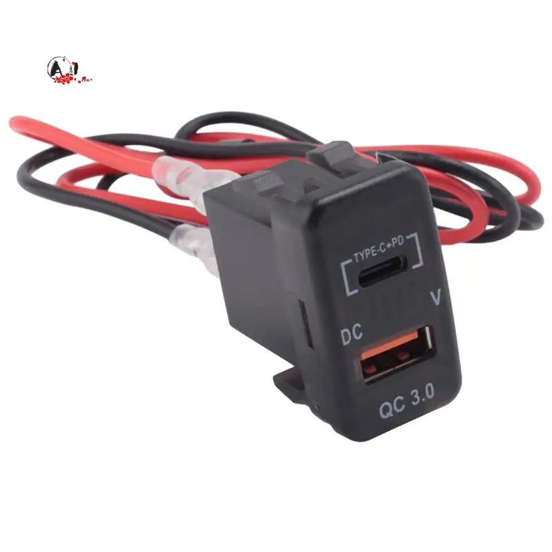 

A10E-адаптер для быстрого зарядного устройства QC3.0, двойной USB-разъем для быстрого зарядного устройства с вольтметром для Toyota Land Cruiser Hilux Prado FJ