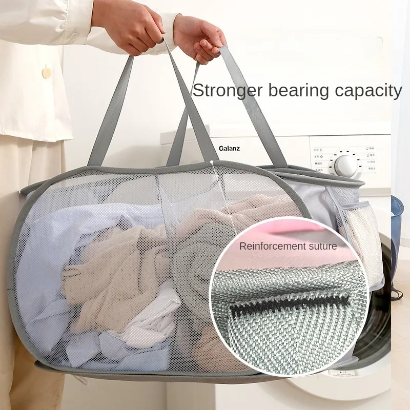 Folding Layered Household Dirty Clothes Basket Partitioned Laundry Basket Two or Three Compartments Bedroom Storage Basket