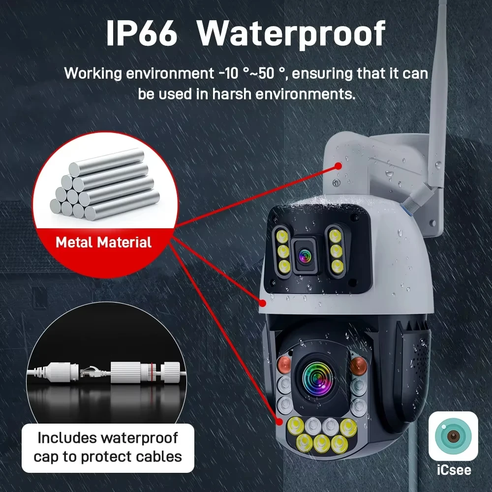 50X ZoomI 4K HD  8MP Dual Lens IP Camera WIF Metal Security Protection Monitor 120M IR Distance CCTV Video Surveillance ICsee