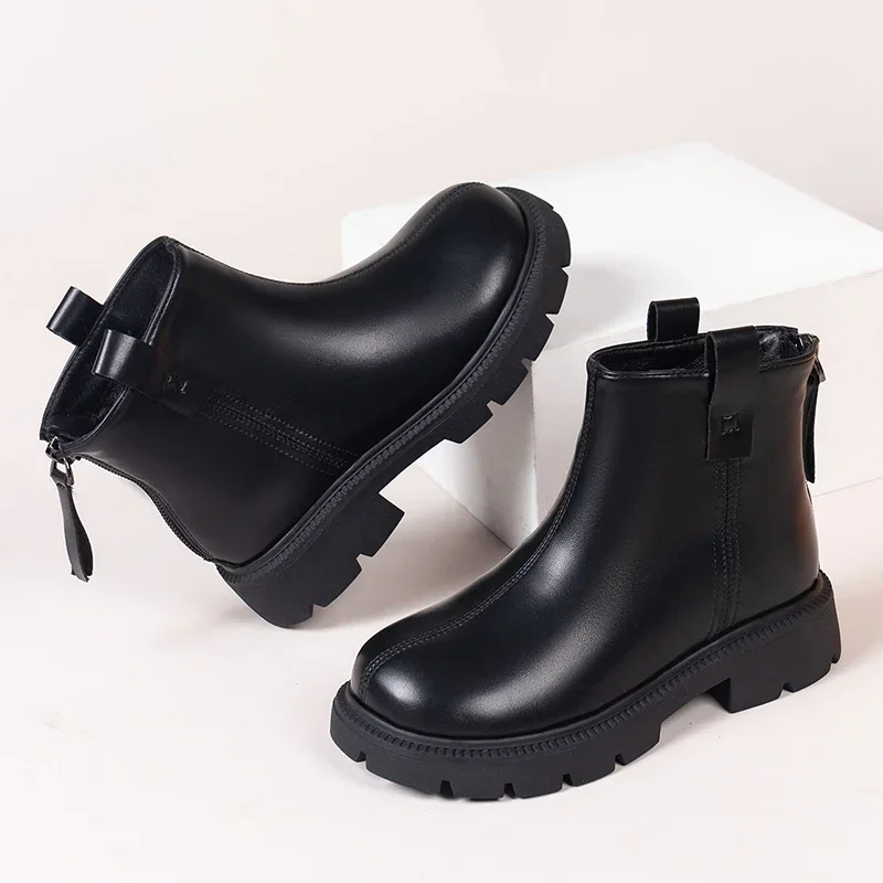 2024 New Girls Short Boots Simple Non-slip Kids Fashion Casual Versatile Round-toe Princess Ankle Boots Drop Shipping Child Shoe