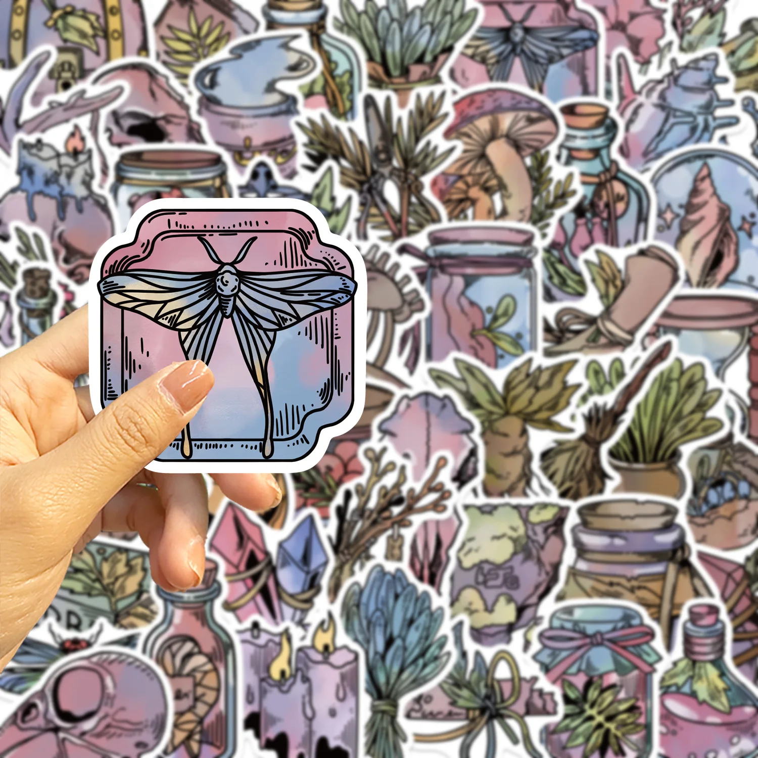 50 PCS Cartoon Forest Witch Abstract Art Graffiti Stickers Luggage Thermos Cup Scrapbook Fridge Non Repeated Student Decals