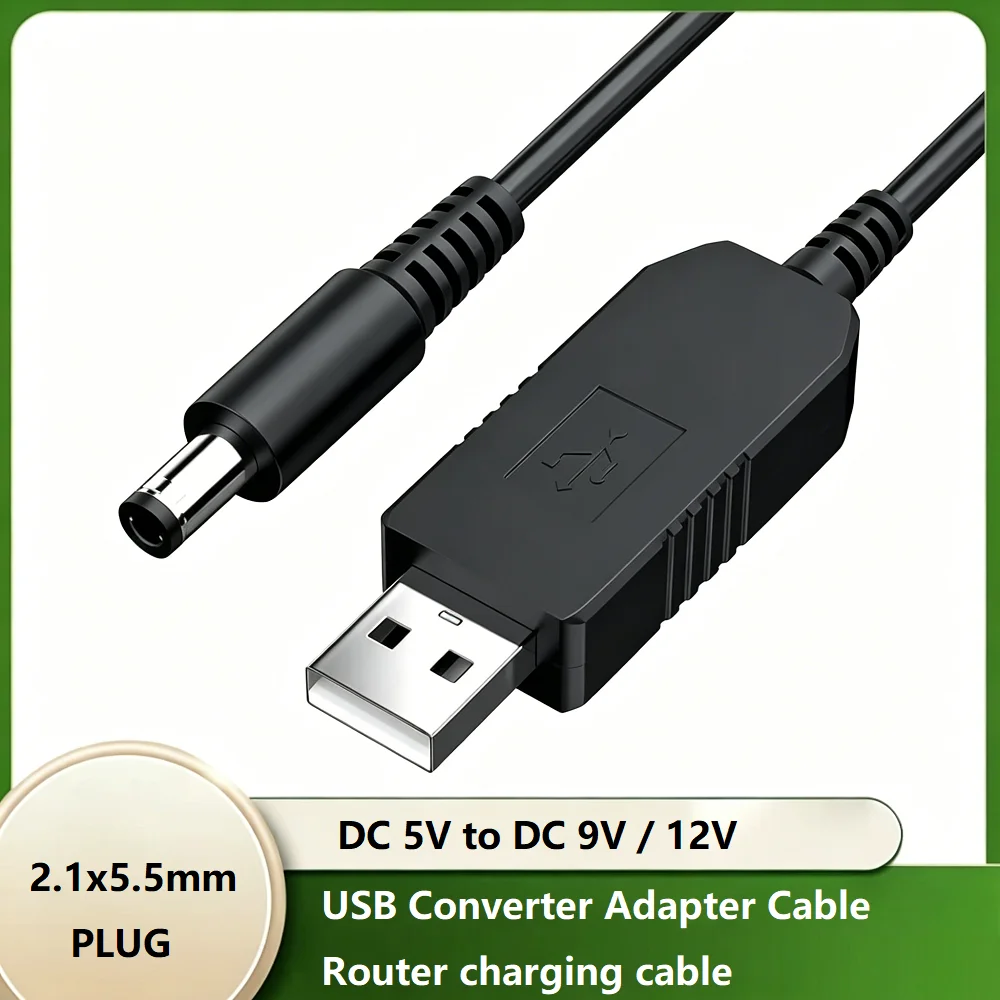 5.5x2.1mm Plug USB Power Boost Line DC 5V to DC 9V / 12V Step UP Module USB Converter Adapter Cable Router Charging Cable
