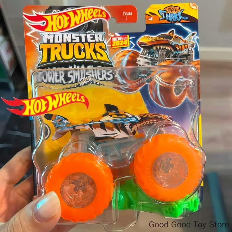 24-FYJ44-HTM68 Genuine Hot Wheels 1:64 Tiger Shark Monster Trucks Diecast Alloy Car Model Toys Ornament Collect Gift