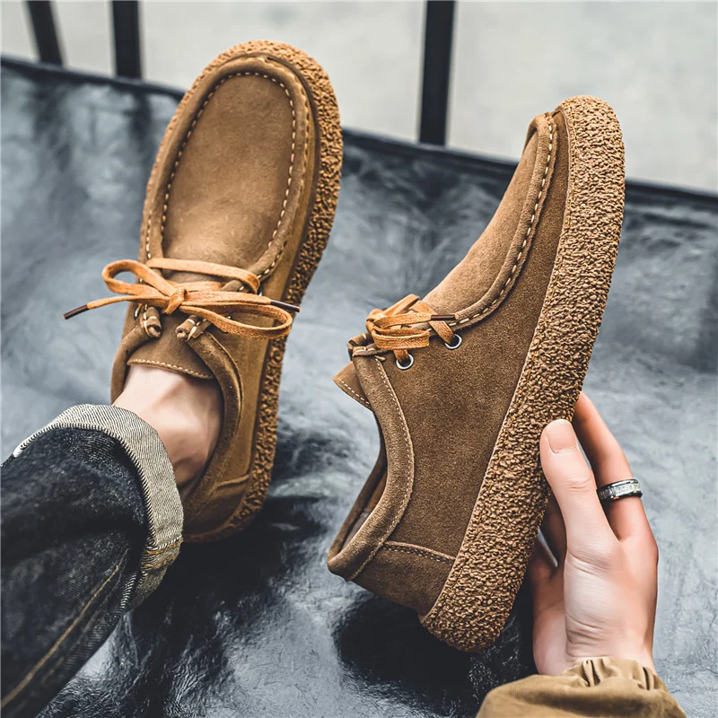 Fashion Retro Casual Men Shoes Comfortable Lace-up Loafers Shoes Men Flat Sneakers Classic Light Driving Footwear Zapatos Hombre