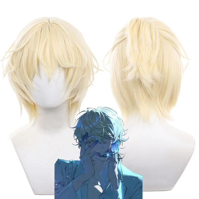 New Anime Alien Stage LUKA Cosplay Wig Golden Half Tied Hair Ponytail Heat Resistant Synthetic Wig Cap Masquerade Carnival Party