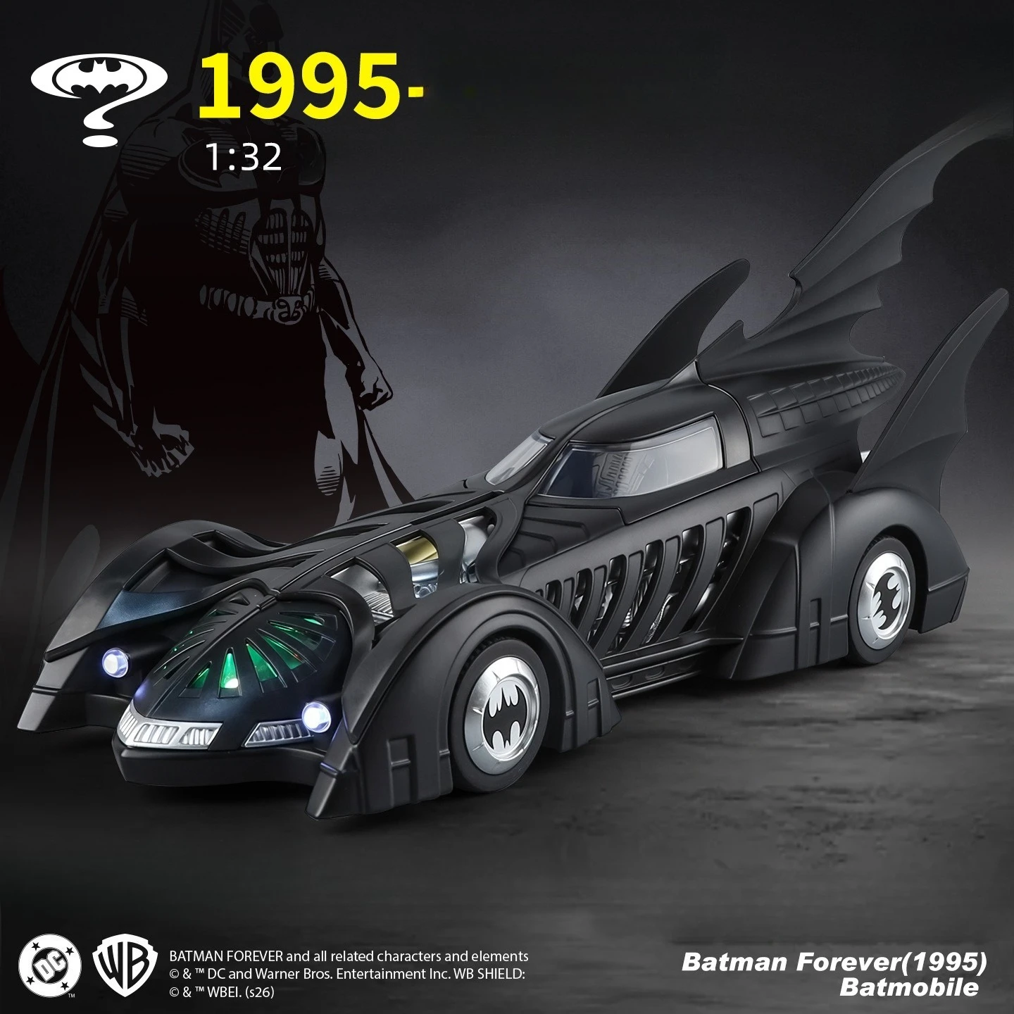 1 32 1995 Batmobile Diecast Car Model Sound Light Pull Back Desktop Ornament Premium Birthday Gift For Boyfriend