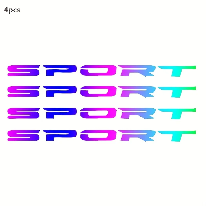 4 قطعة/المجموعة ملصقات السيارات الرياضية المتدرجة قزحي الألوان تصميم لاصق الشارات لديكور عجلة السيارة المحمول #3