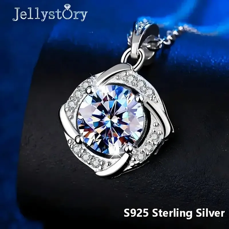 JellyStory New S925 Silver Dreamy Windmill Moissanite Pendant Necklace, Niche Collarbone Chain, Valentine's Day Gift for Women
