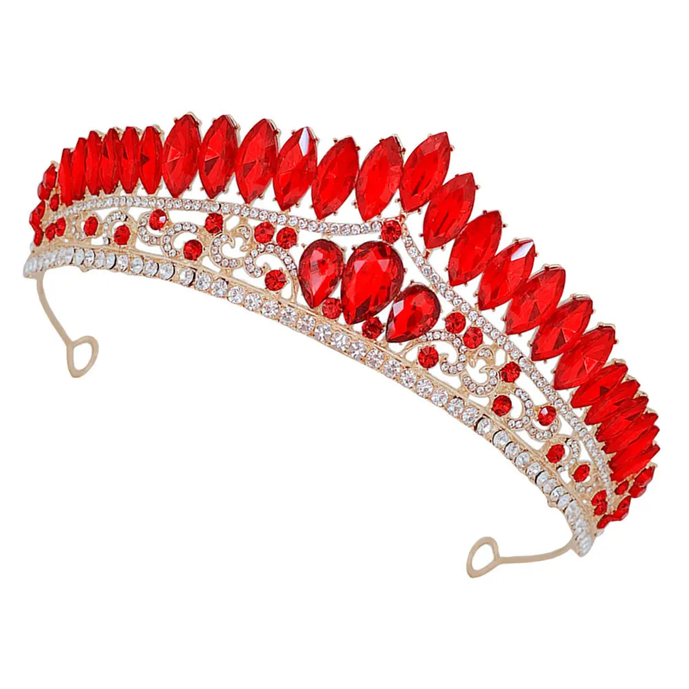 تاج إكسسوار شعر تاج الزفاف غطاء رأس سباركلي لحفلات الزفاف وأعياد الميلاد وعصابة رأس من حجر الراين للعروس #4