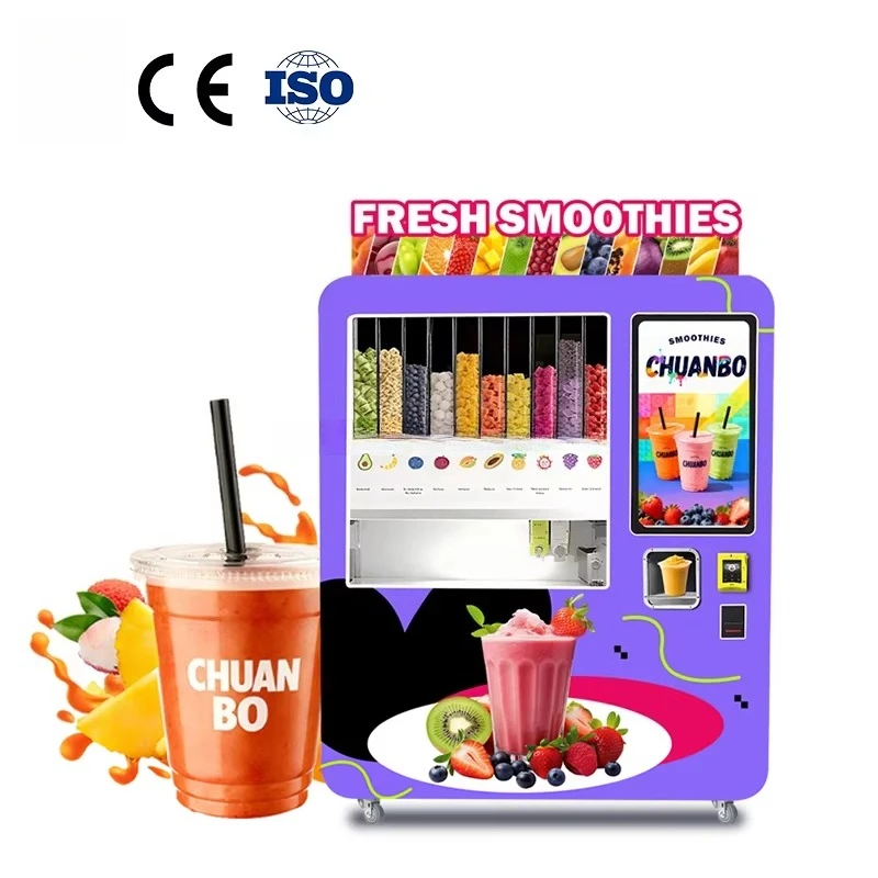 Smoothies-vending-machine Personalized 24-Hour Smart Metal Fruit Smoothie Vending Machine 32-inch Touchscreen Credit Card