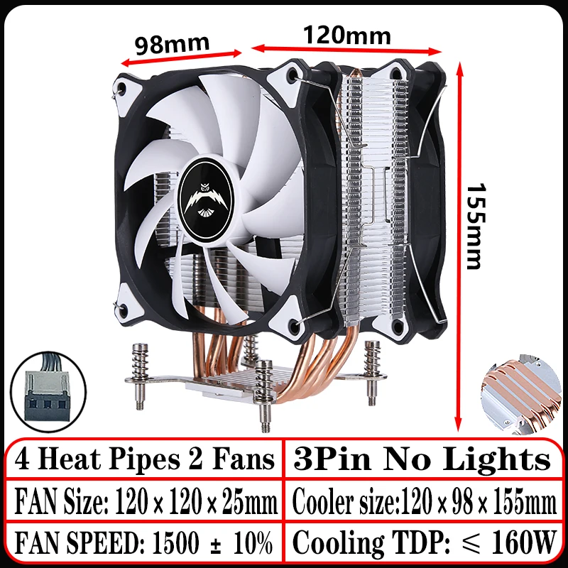 4Heat-pipes 2Fan3pin