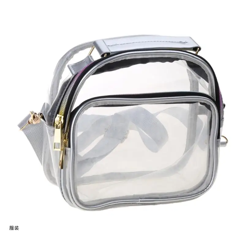 D0UD Bolso hombro transparente para mujer, bolso mano transparente PVC con correa extraíble