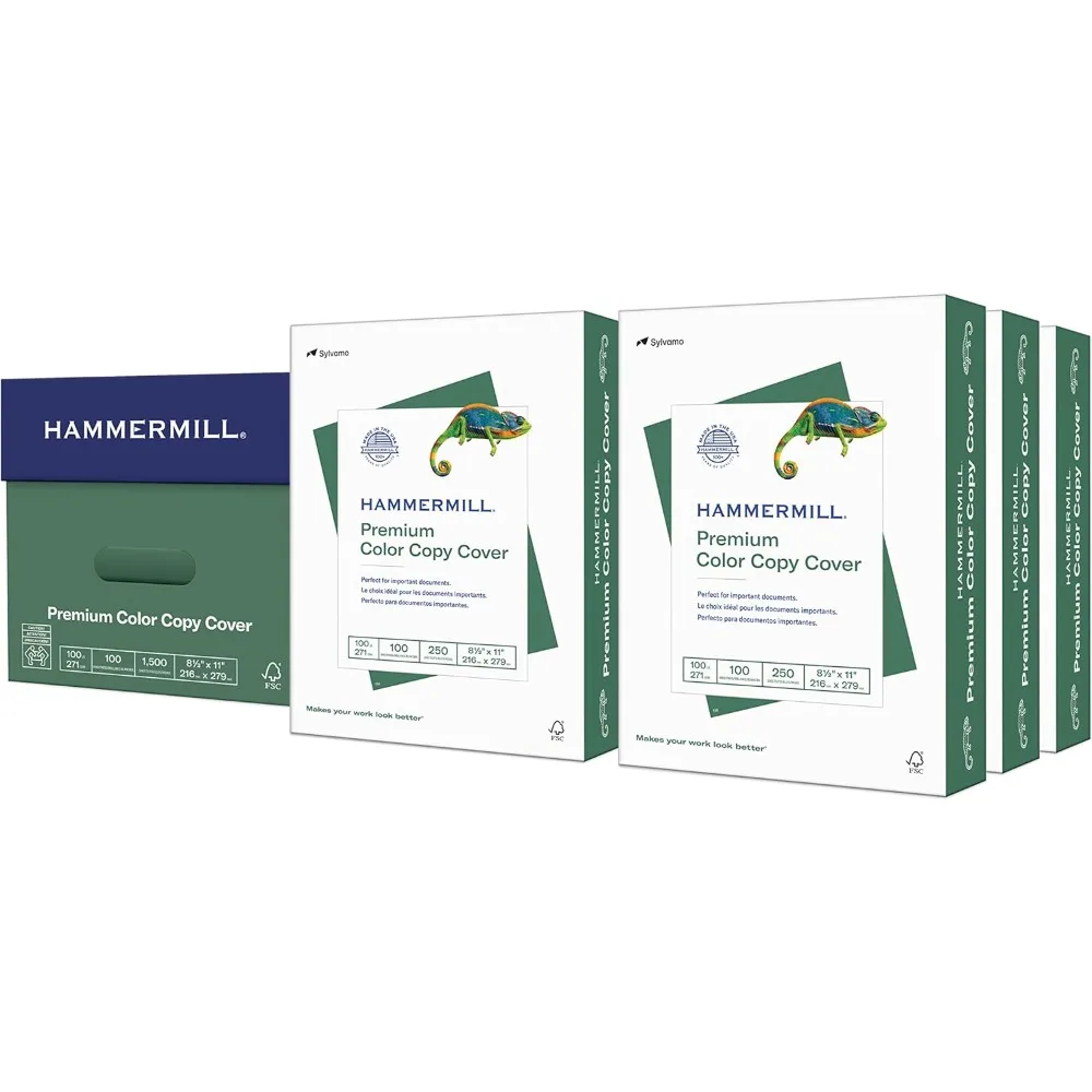 해머밀 프리미엄 100lb 카드지, 8.5x11인치, 100% 밝은 백색, 미국산, 6팩 (150매)