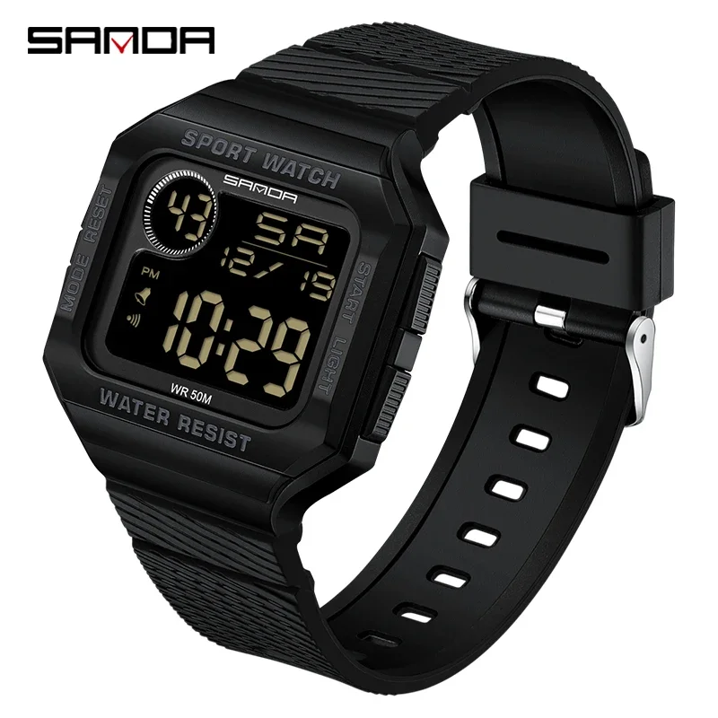 Fashinon Sanda 2129 Top Brand Men's Sport Military Resistant Waterproof Digital Student Wrist Watch For Clock Relogio Masculino