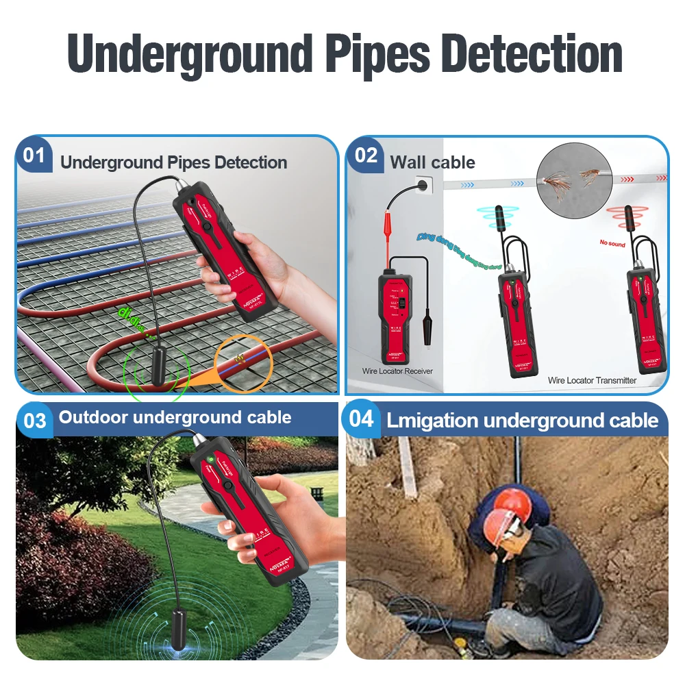 Noyafa NF-817L Underground Cable Locator Anti-Interference Cable Tester Visual Fault Wire Tracer Professional Cable Finder