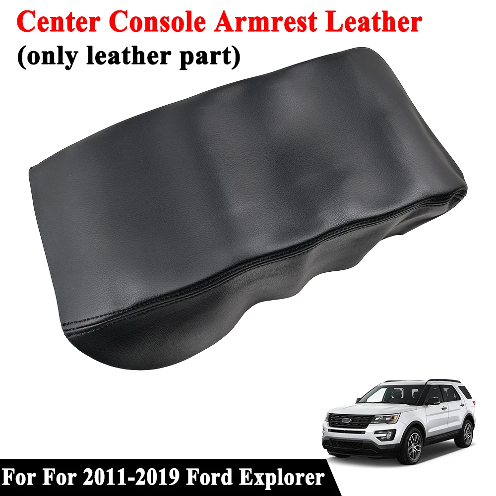 

Car Interior Accessories Armrest Box Cover Center Console Protector Cover Black Microfiber Leather For 2011-2019 Ford Explorer