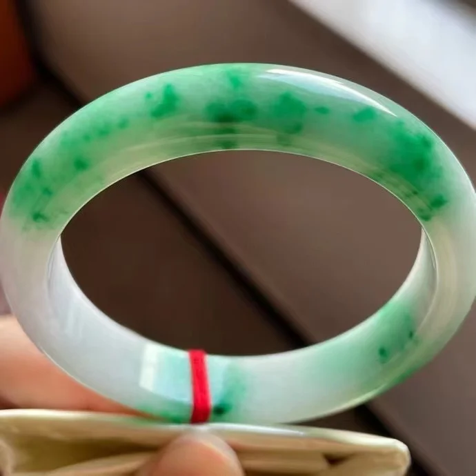 Perhiasan Kelas A Burma jadeit bransoletki naturalnie szmaragdowe unoszące się zielone kwiaty damskie bransoletka z żadu butikowe biżuteria