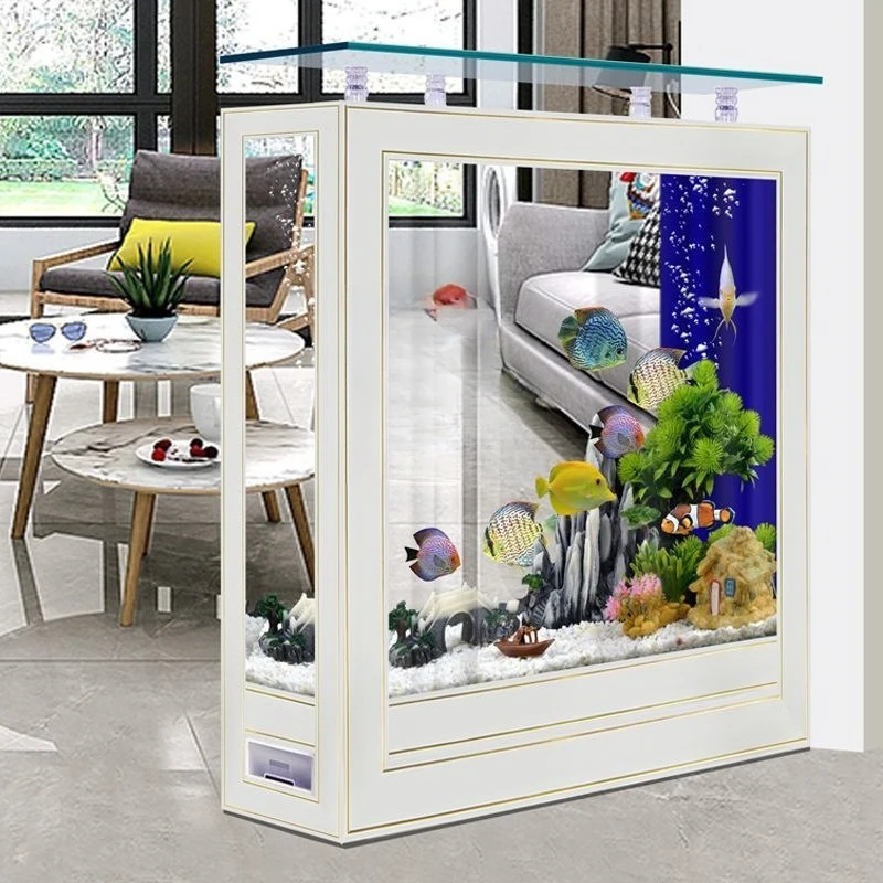Fish tank aquarium square tank floor-to-ceiling square tank living room screen partition simple new Chinese style