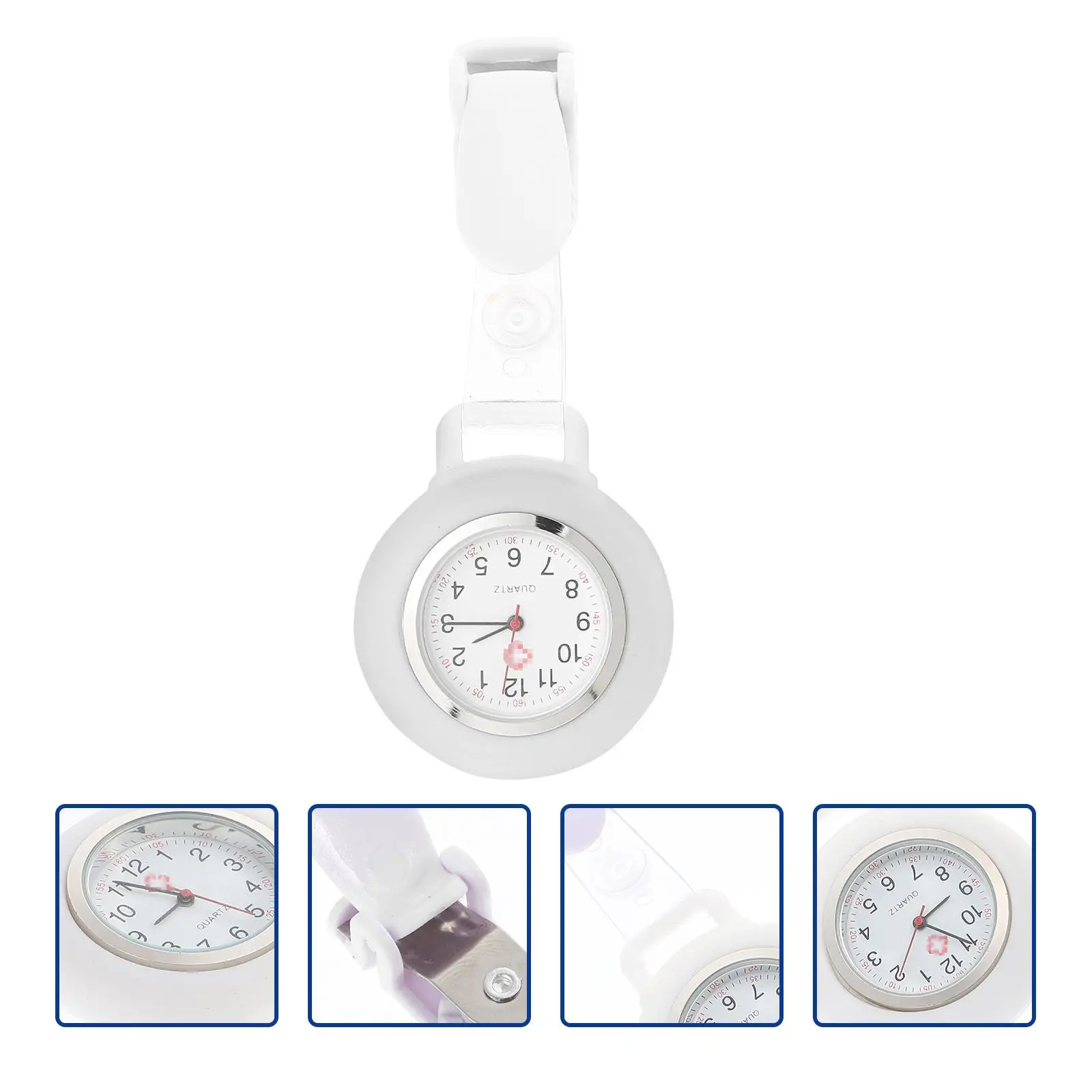Portable Silicone Watch Clip White Breast Pocket Clock Convenient Nurse Clock Multi function Professional Accessory