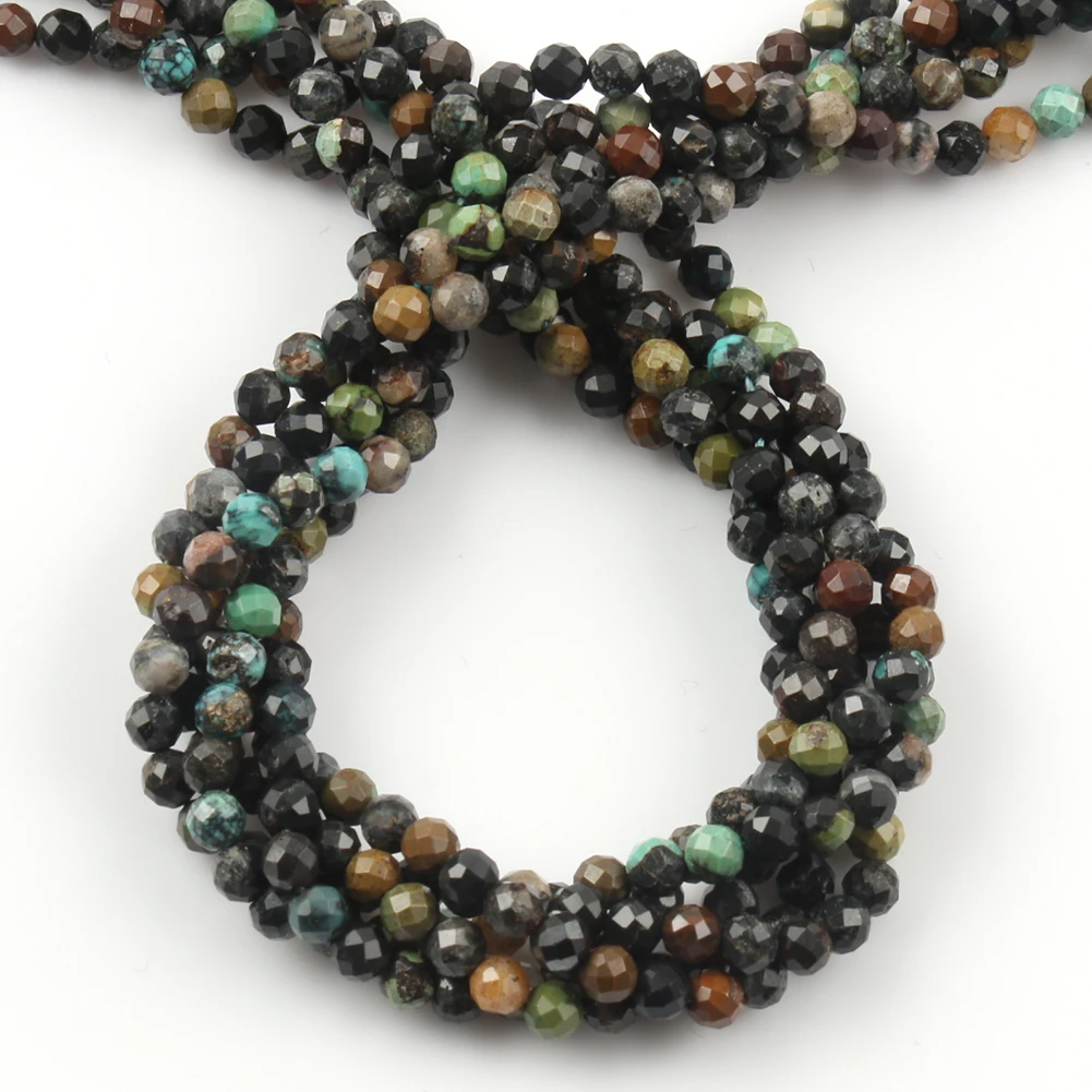 2/3/4mm 15\'\' Faceted Natural African Turquoise Stone Beads Loose Beads For Diy Jewelry Making Tiny Beadwork Bracelet Findings