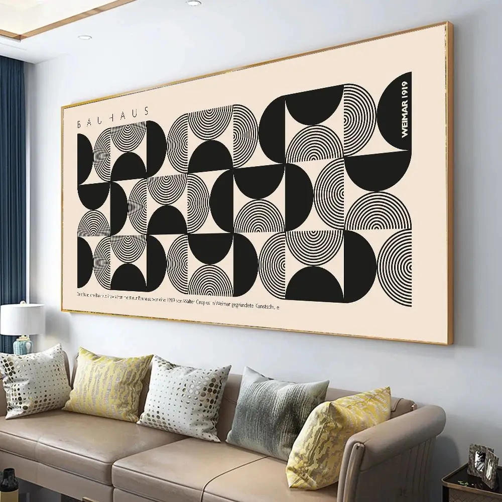 باوهاوس معرض المشارك هندسية قماش اللوحة الحد الأدنى منتصف القرن الحديثة جدار صورة فنية غرفة المعيشة ديكور المنزل #6
