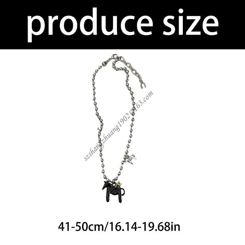 Q6RB Drip Glaze Foals Pendant Necklace Allergy Resistant Alloy Fashionable Collar Chain Accessory