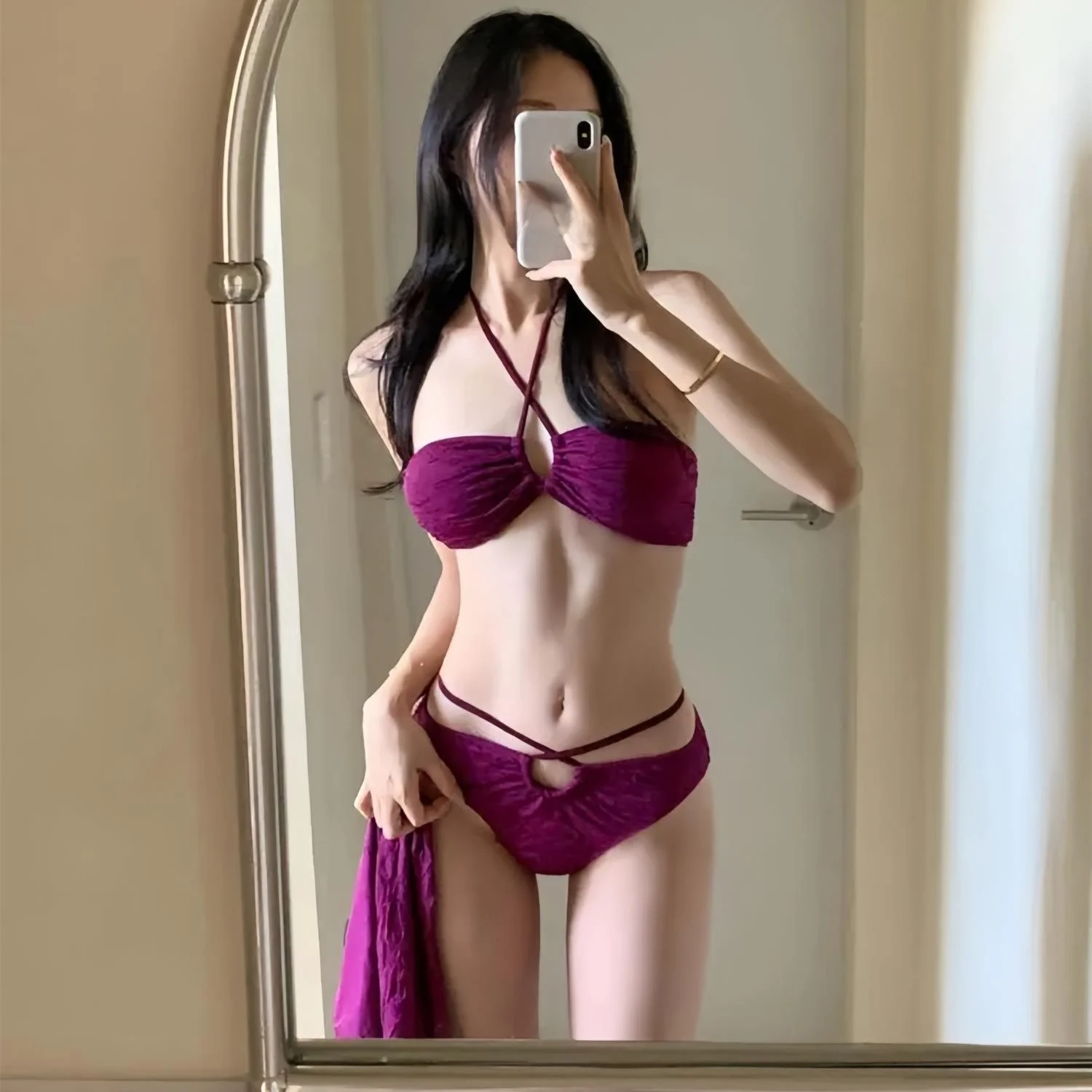 

New 2024 BIKINI Tee-Piece Set Women's Beach Swimsuit White Enhancing Thermal Mineral Spring Vaion Body Covering Bikini