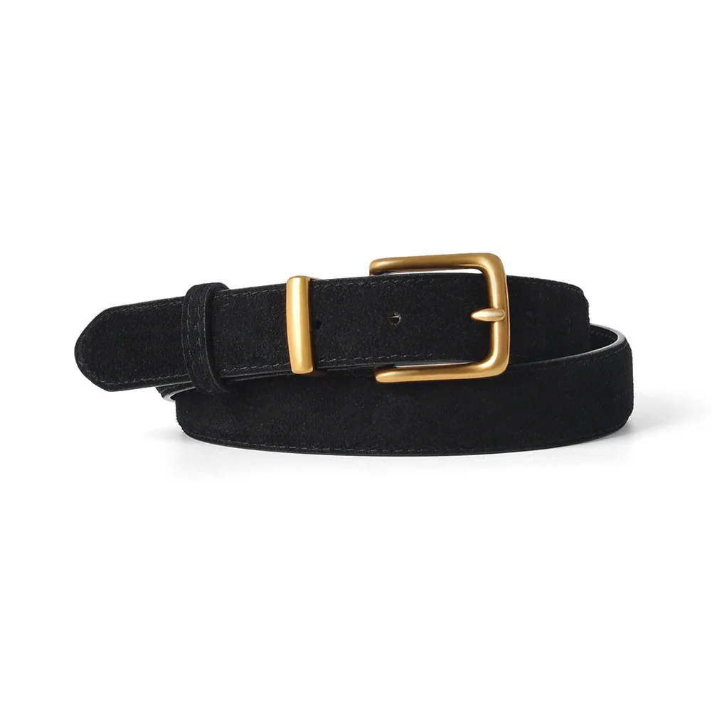 Versatile suede belt, women's retro decoration suit, jeans, commuting casual, high-end feel, women's needle buckle belt