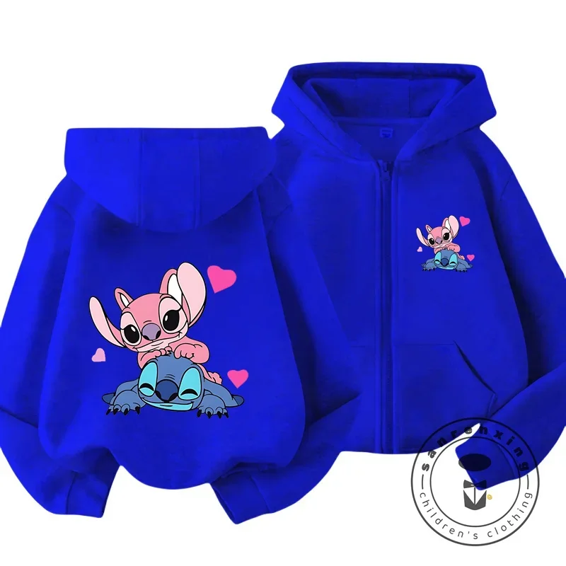 Disney Stitch Kawaii Printed Children\'s Clothing 3 14 Years Old Boys and Girls Clothing Street Casual Sports Warm Soft Hoodie