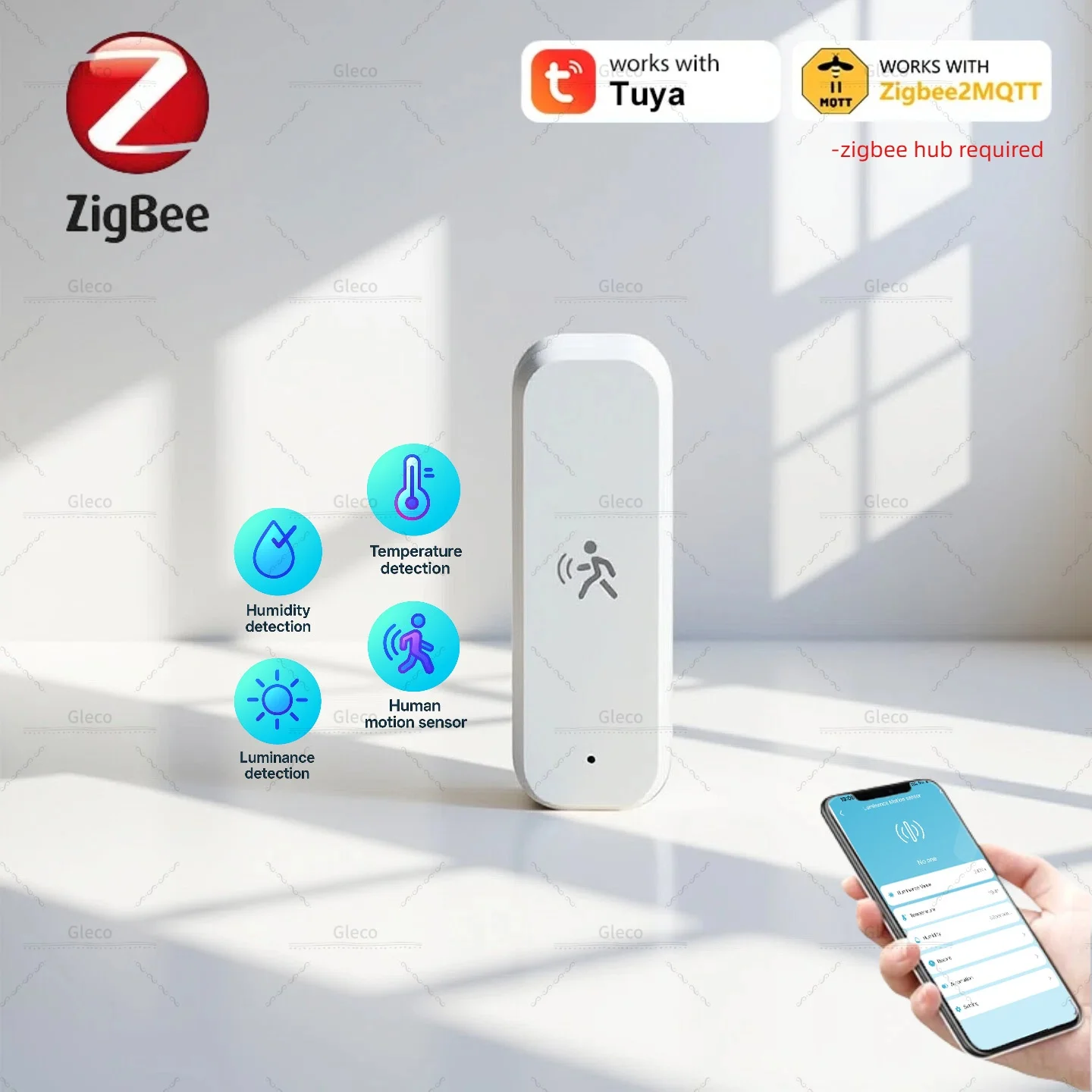 Sensor de movimiento Pir humano Zigbee, opción de detección de luz/temperatura/humedad, 5 tipos disponibles para la automatización del hogar Tuya Smart Life/MQTT