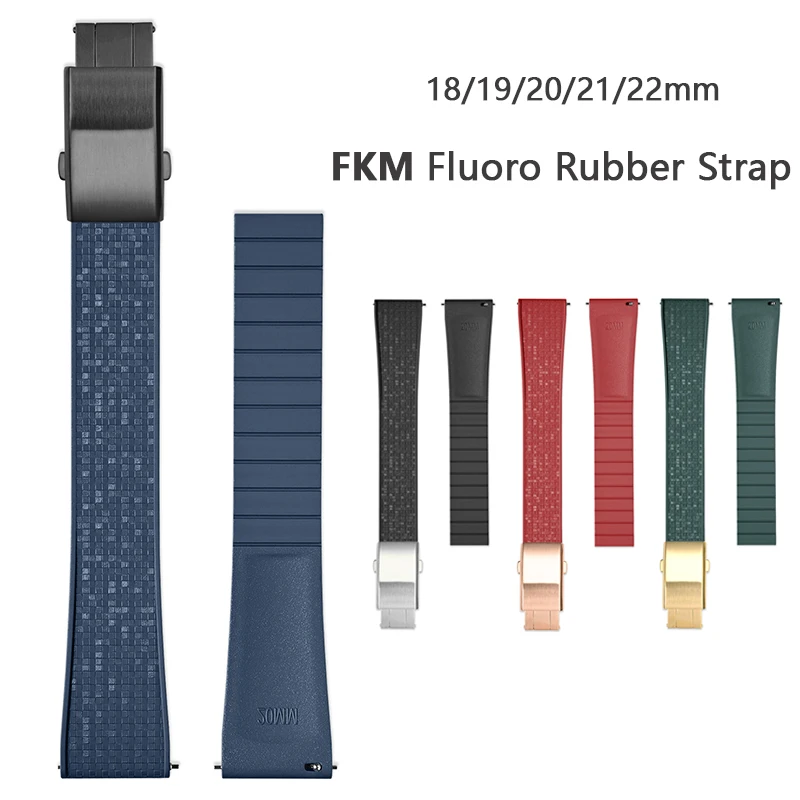 CTS FKM Fluoro Rubber Strap 18mm 19mm 20mm 21mm 22mm Sport Quick Release Diving for Cut to Size Watch Band Bracelet for Cartier