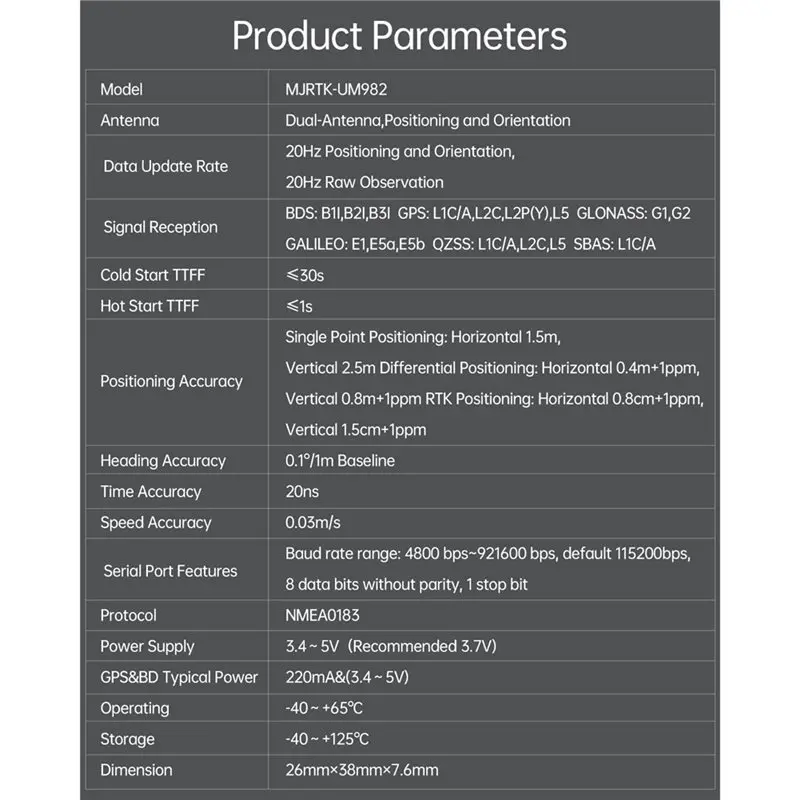 DT23 All-for Constellation GNSS GPS RTK Module High-Precision Centimeter-Level Tracker UM982 for UAV Surveying