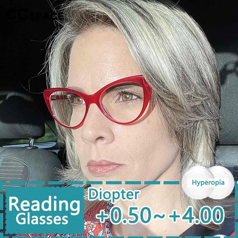 

Новые модные очки для чтения R54917, индивидуальные треугольные очки кошачий глаз с защитой от синего спектра, с постепенными изменениями