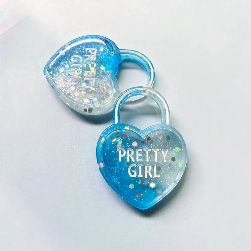 6Pcs/lot Rainbow Love Lock for Lover Colorful Resin DIY Craft PERtTY GIRL Home Decor Accessory Appliques DIY Craft Jewelry Make