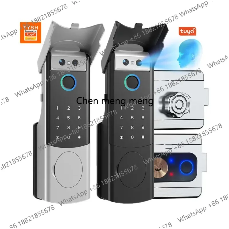Waterproof Rim Lock Fingerprint  Remote Unlocking Code Keyless Smart Lock Electronic Door Lock With Face Recognition