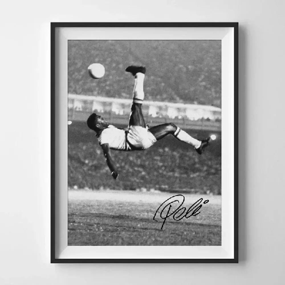 AliExpress Brazil Soccer Legend Pele Bicycle Kick Poster Vintage Football King Canvas Prints Painting Picture