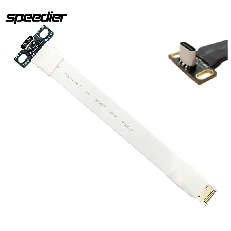 Right Angled White USB3.2 GEN2 Type-E To Type-C Extension Cable Internal USB 3.2 Male To Female Screw Holes Motherboard Extender