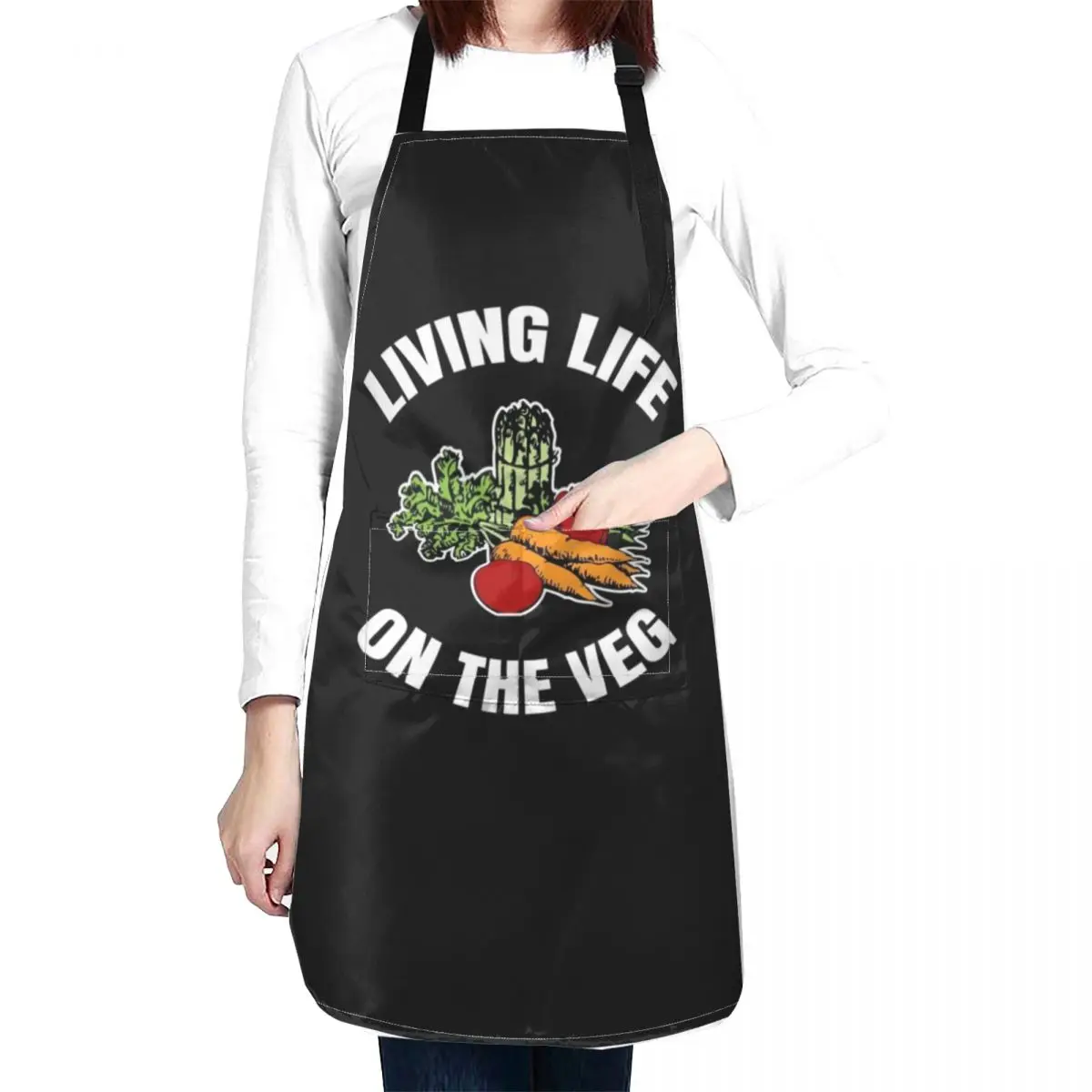 Living Life On The Veg - Funny Vegan Gift Apron christmas kitchen Kitchen Tools House Things For Home And Kitchen Apron