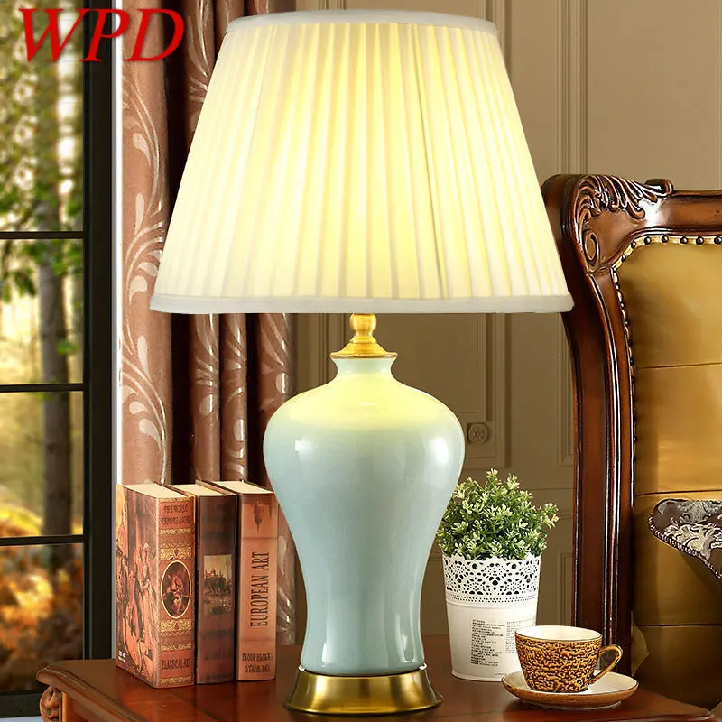 

WPD Modern Ceramics Table Lamp LED Nordic Creative Fashion Simple Bedside Desk Lights for Home Living Room Bedroom