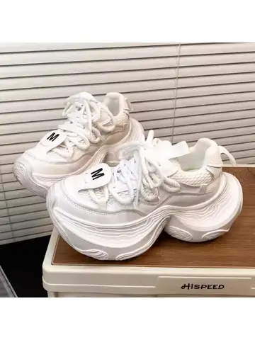 여성 신발 2025 메쉬 여성 Vulcanize 신발 야외 통기성 여성 운동화 솔리드 레이스 업 플랫폼 여성 캐주얼 스니커즈